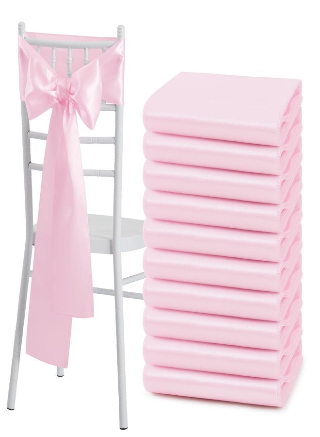 Counfeisly 50 Pcs Pink Satin Chair Sashes Bows Universal Chair Cover for Wedding Reception Events Banquets Party, Hotel Event Decorations, 6 x 108 inch - Image 1